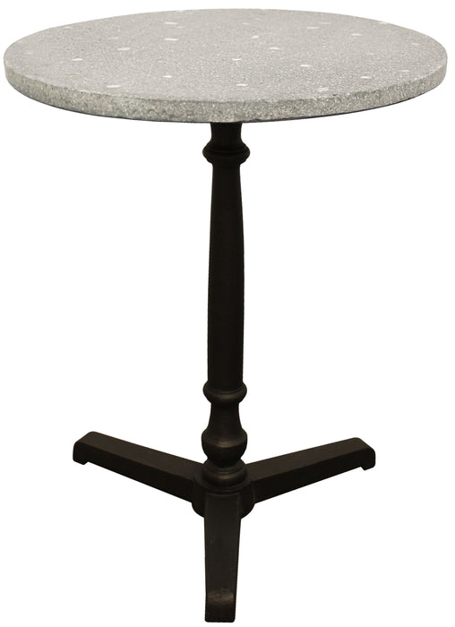 Stone And Iron Round Dining Table - Gray / Black