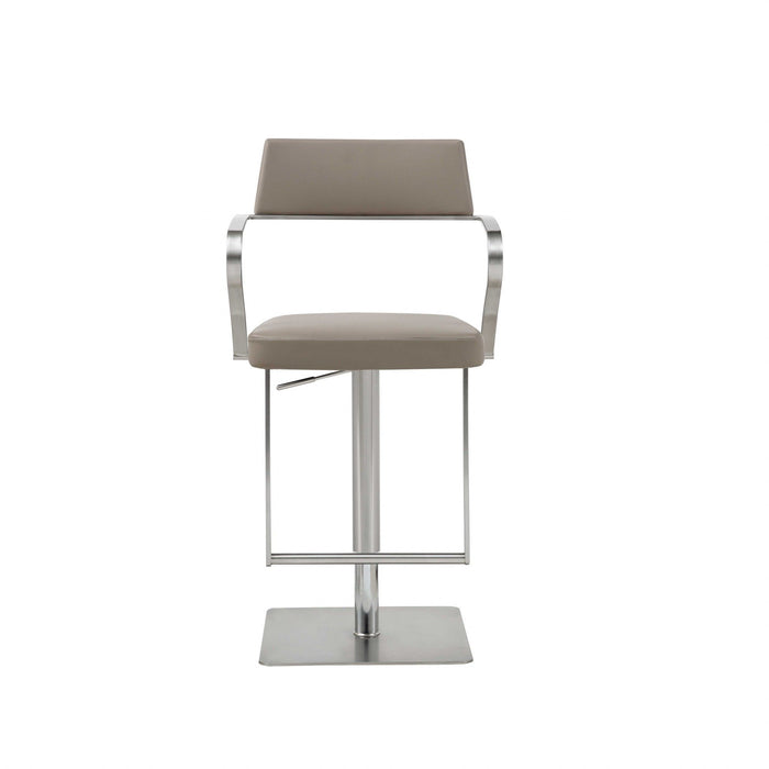 Stainless Steel Bar Chair - Taupe / Silver