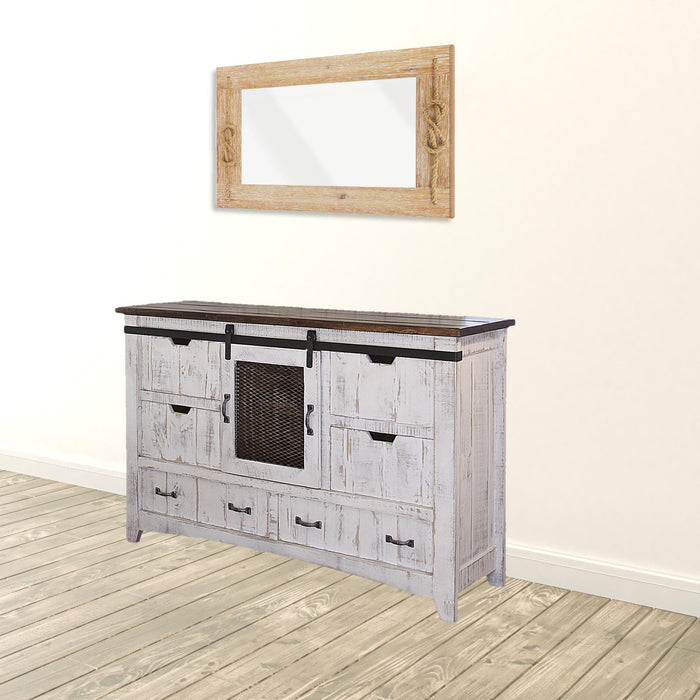 Solid Wood Six Drawer Triple Dresser - Antiqued White