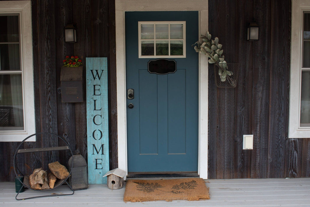 Rustic Front Porch Welcome Sign - Light Aqua Blue