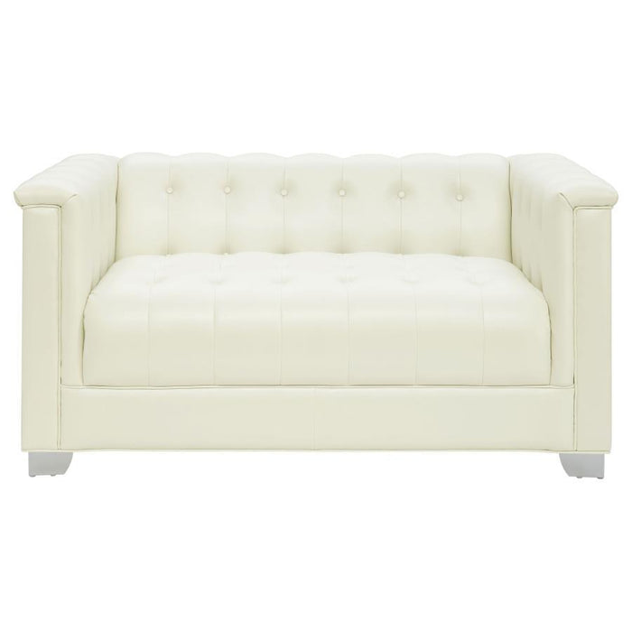 Chaviano - Tufted Upholstered Loveseat - Pearl White - Simple Home Plus