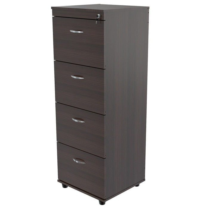 Wood Four Large Drawer Filing Cabinet - Espresso