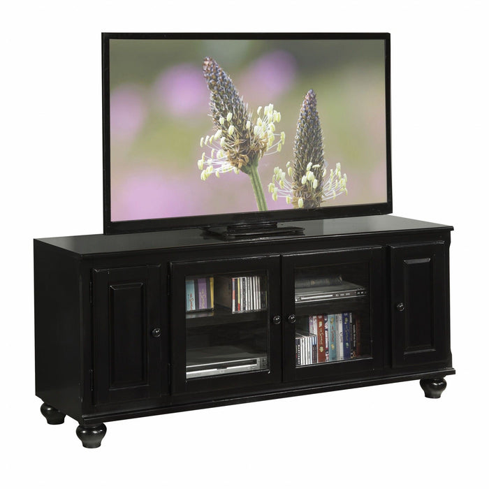 Wood Glass Veneer (Melamine) TV Stand - Black