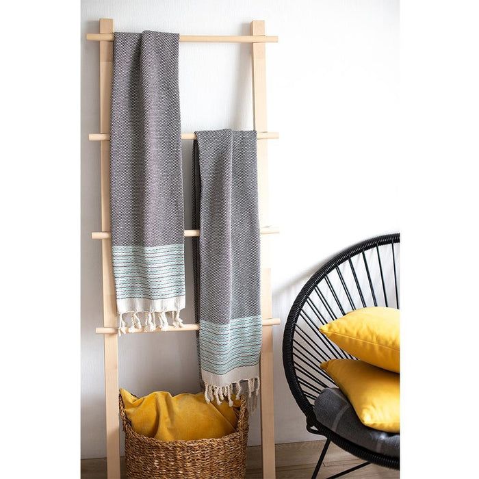 Striped Turkish Towel Or Throw Blanket - Gray / Blue