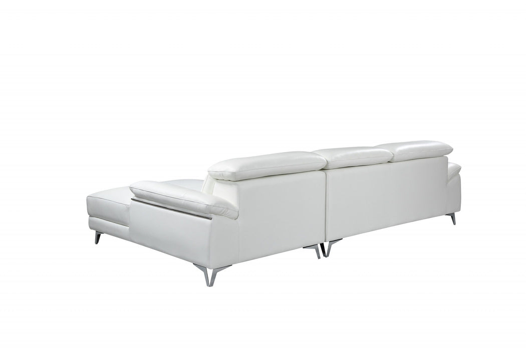 Italian Leather L Shaped Two Piece Sofa And Chaise Sectional - White