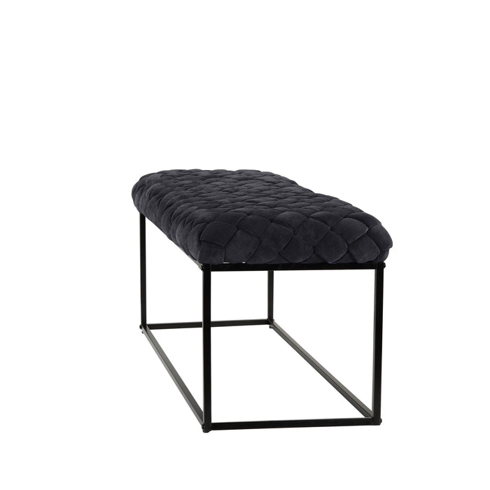 Upholstered Velvet Bench - Black