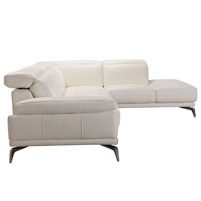 Leather And Wood Sectional Sofa - White