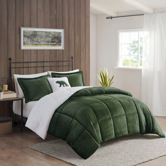 Alton - Down Alternative Comforter Set - Green / Ivory