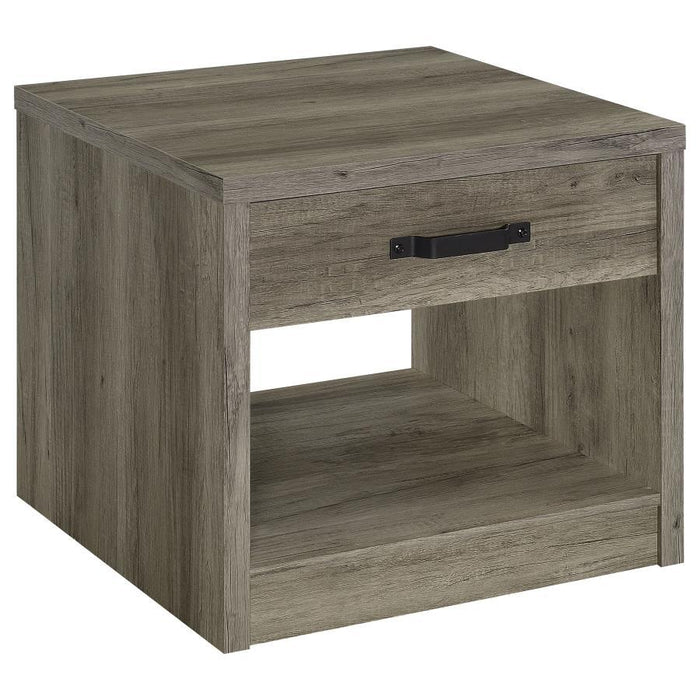 Felix - 1-Drawer Square Engineered Wood End Table - Gray Driftwood - Simple Home Plus