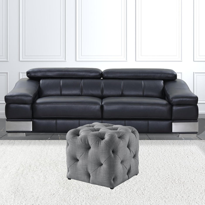 Linen Cube Ottoman - Light Gray