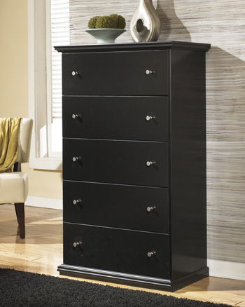 Maribel - Black - Five Drawer Chest - Simple Home Plus