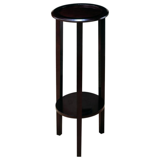 Kirk - Round Accent Table With Bottom Shelf - Espresso - Simple Home Plus