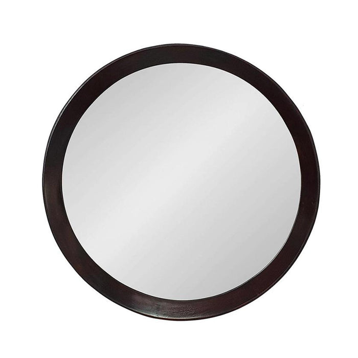 20" Round Framed Accent Mirror - Dark Brown