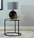 Lainey - Faux Marble Round Top End Table - Gray And Gunmetal - Simple Home Plus