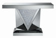 Amore - Rectangular Sofa Table With Triangle Detailing - Silver And Clear Mirror - Simple Home Plus