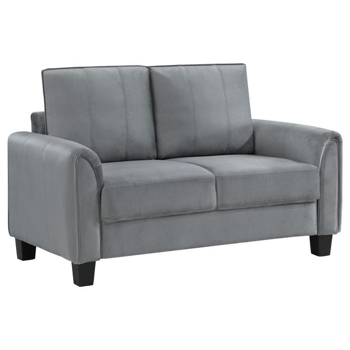 Davis - Upholstered Rolled Arm Loveseat - Grey