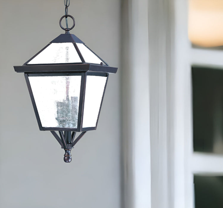 Three Glass Hanging Lantern Light - Light Bronze