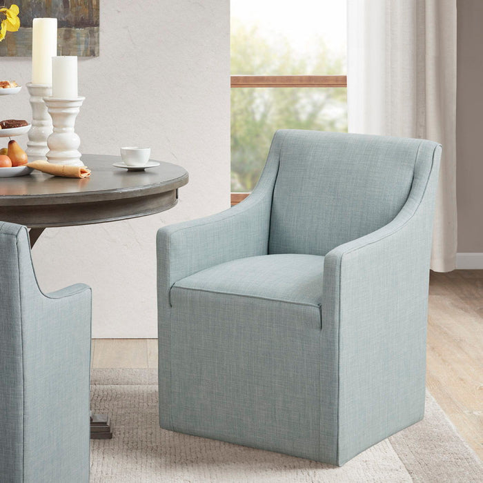 Charlotte - Skirted Dining Arm Chair With Casters - Blue