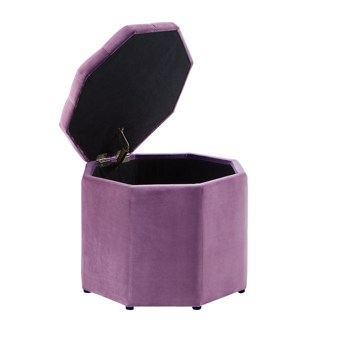 Velvet Tufted Specialty Storage - Mauve / Black