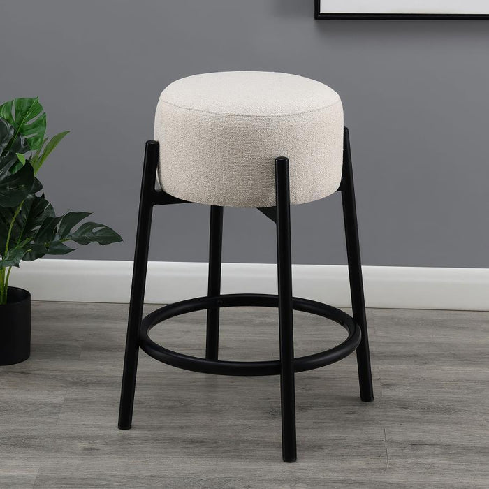 Leonard - Upholstered Backless Round Stools (Set of 2) - Simple Home Plus