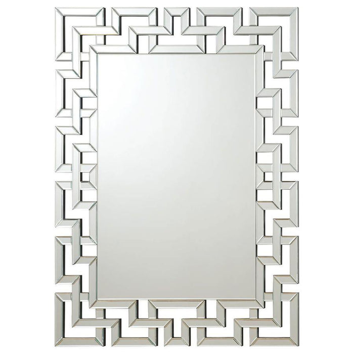 Forman - Interlocking Greek Frameless Wall Mirror - Silver - Simple Home Plus