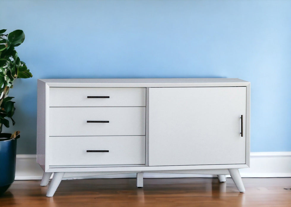 Mahogany Solids & Okoume Veneer Cabinet_Enclosed Storage TV Stand - White