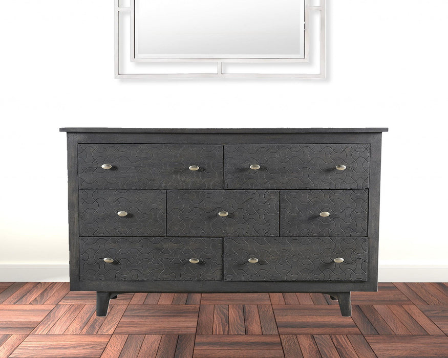 Solid Wood Seven Drawer Triple Dresser - Gray Wash