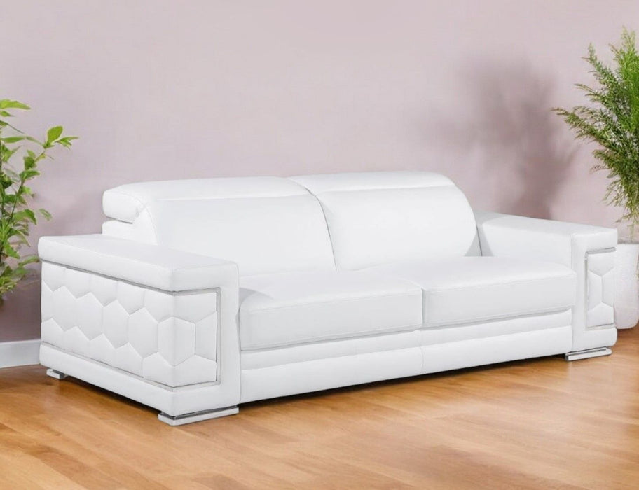 Sofa Leather With Silver Legs - White