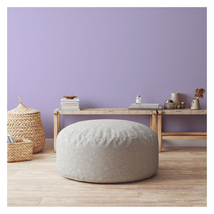 Cotton Round Abstract Pouf Ottoman - Gray