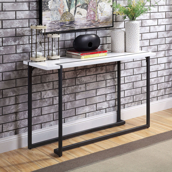 Izar - Sofa Table - White / Gun Metal - Simple Home Plus