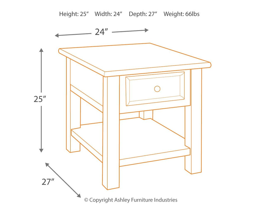 Tyler - Grayish Brown / Black - Rectangular End Table - Simple Home Plus