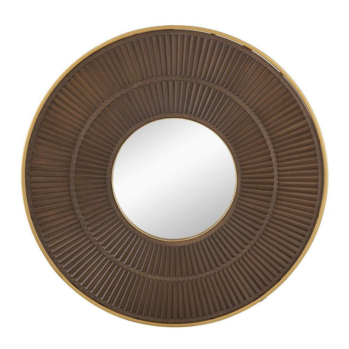 32" Round Framed Accent Mirror - Gold / Black