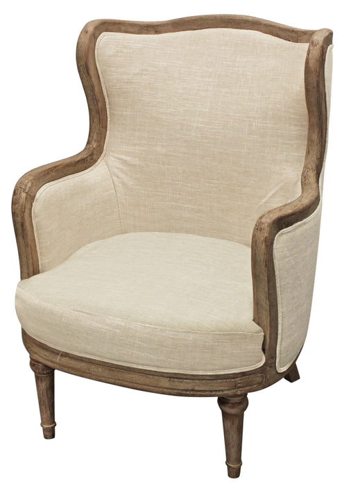 Linen And Natural Solid Color Arm Chair - Ivory