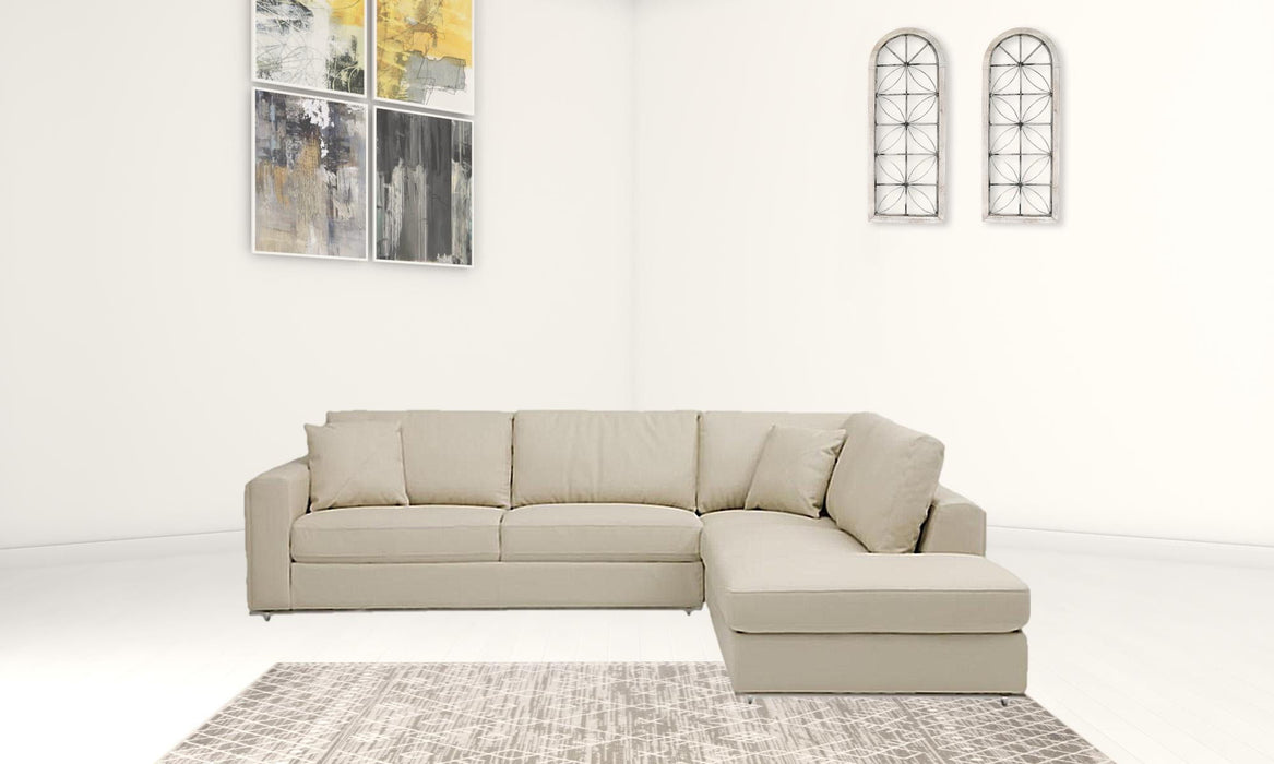 Italian Leather Reclining L Shaped 2 Piece Corner Sectional - Beige