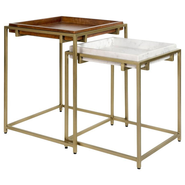 Bolden - 2 Piece Square Nesting Table With Recessed Top - Gold - Simple Home Plus