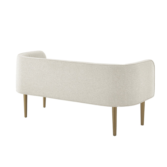 Upholstered Linen Bench - Brown / Cream