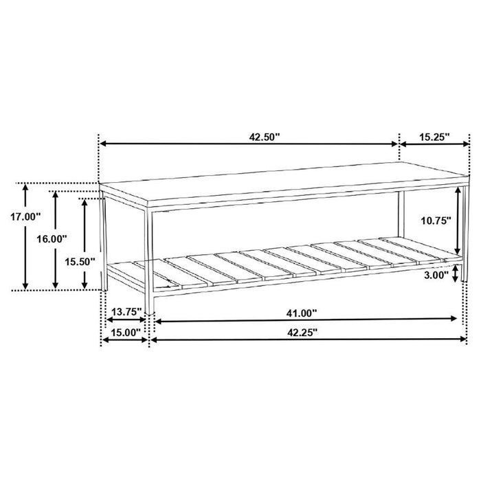 Gerbera - Accent Bench With Slat Shelf - Natural And Gunmetal - Simple Home Plus