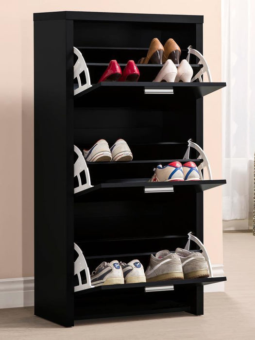 Vivian - 3-Drawer Shoe Cabinet - Black - Simple Home Plus