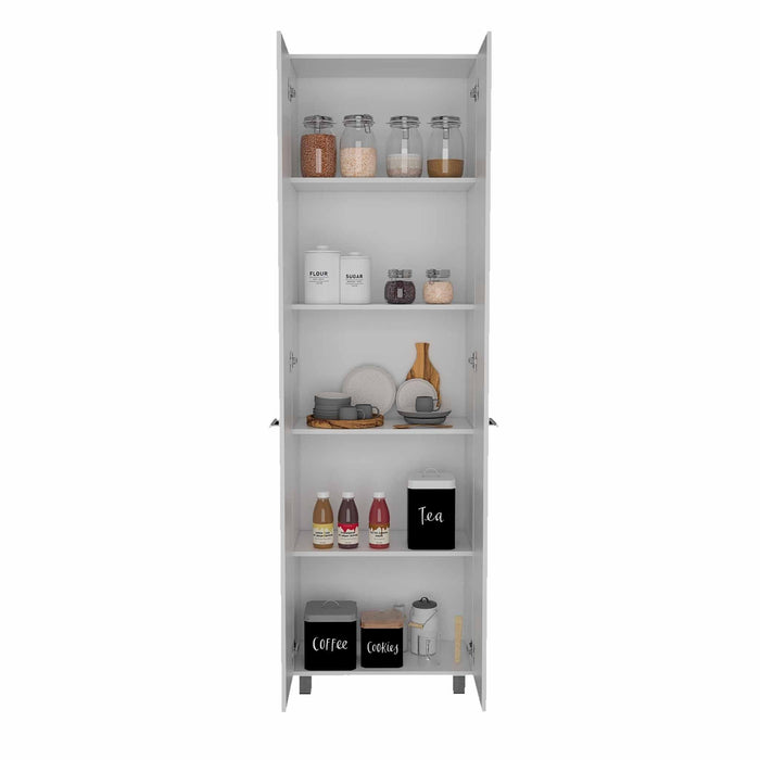 Modern Pantry Cabinet With Two Full Size Doors - White