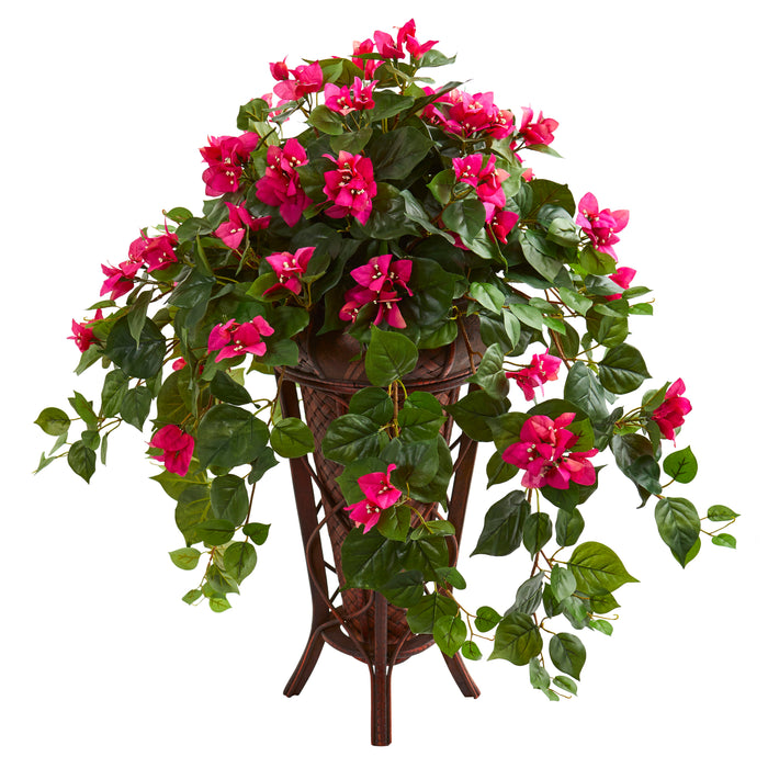 31" Bougainvillea Artificial Plant in Stand Planter