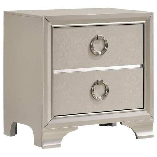 Salford - 2-Drawer Nightstand - Metallic Sterling - Simple Home Plus