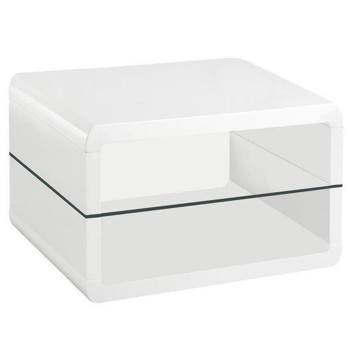 Elana - Square 2-Shelf End Table - Glossy White - Simple Home Plus