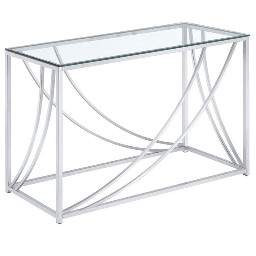 Lille - Glass Top Rectangular Sofa Table Accents - Chrome - Simple Home Plus