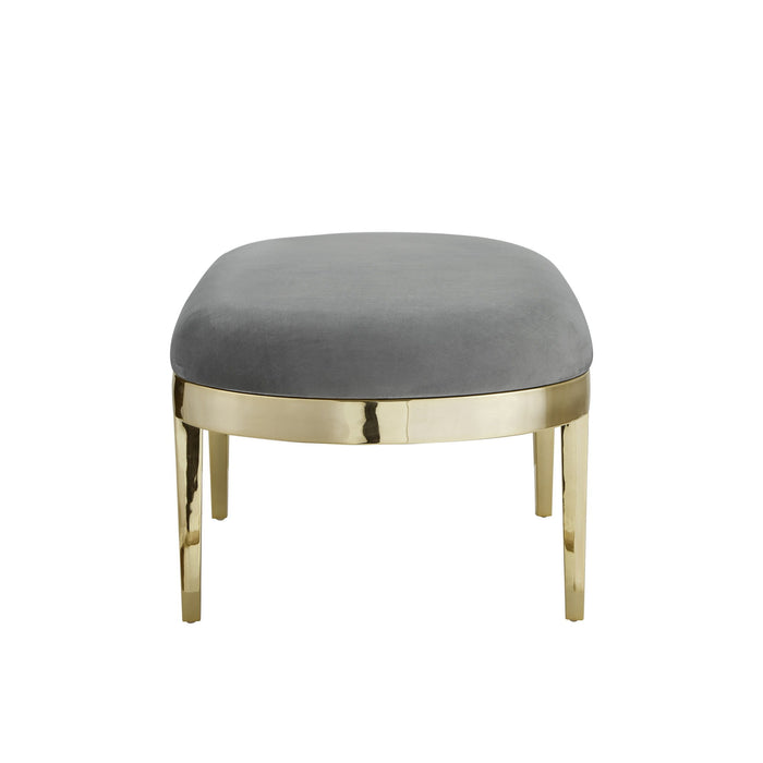 Upholstered Velvet Bench - Gold / Gray