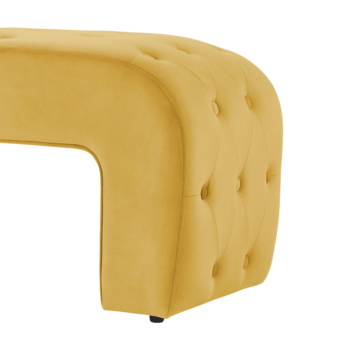 Upholstered Velvet Bench - Yellow