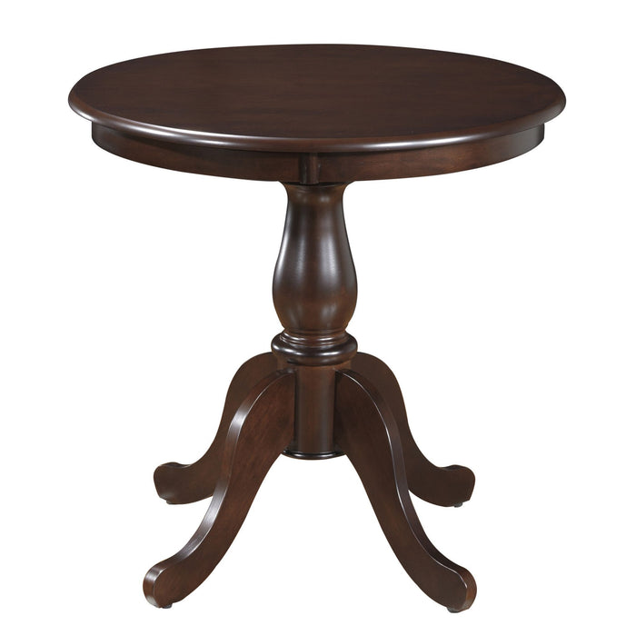 Round Turned Pedestal Base Wood Dining Table 30" - Dark Brown