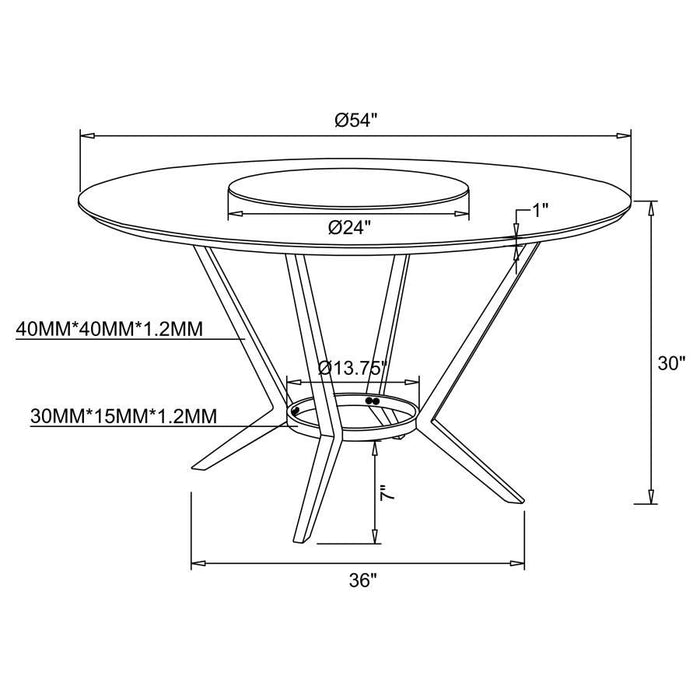 Abby - Round Dining Table With Lazy Susan - White And Chrome - Simple Home Plus