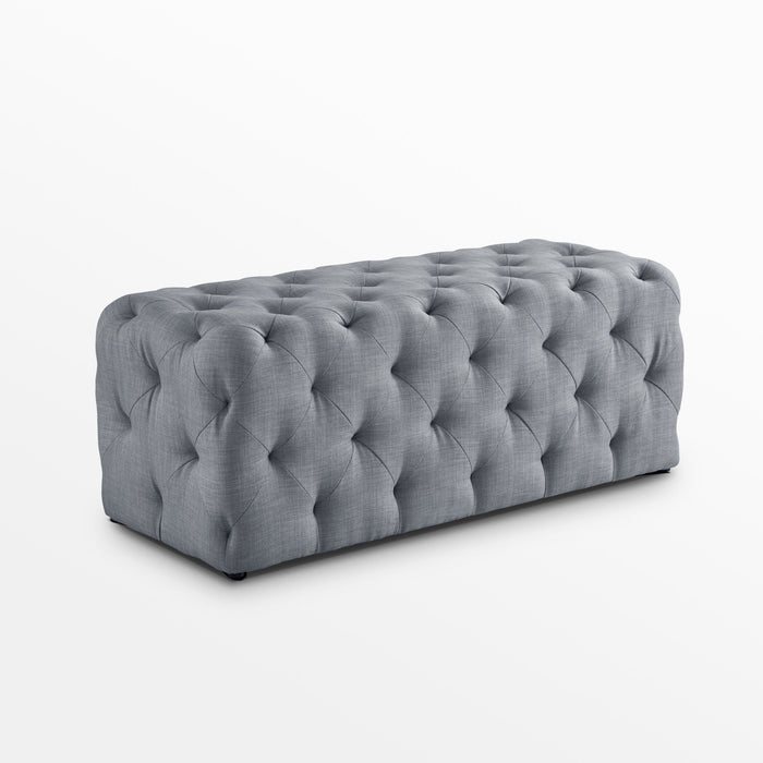 Upholstered Linen Bench - Black / Light Gray