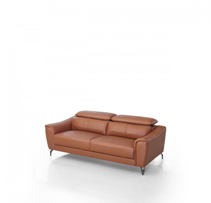 Urban Leather Adjustable Headrest Sofa - Brown