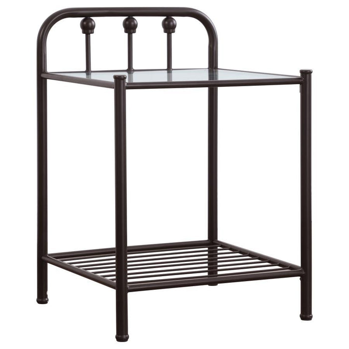 Livingston - 1-Shelf Nightstand With Glass Top - Dark Bronze - Simple Home Plus